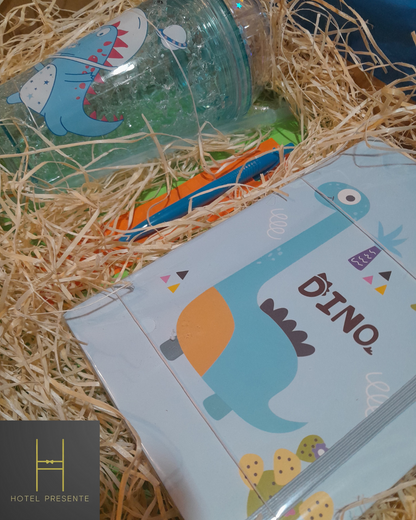 Kit Infantil Dinossauro: Copo, Caderno e Caneta